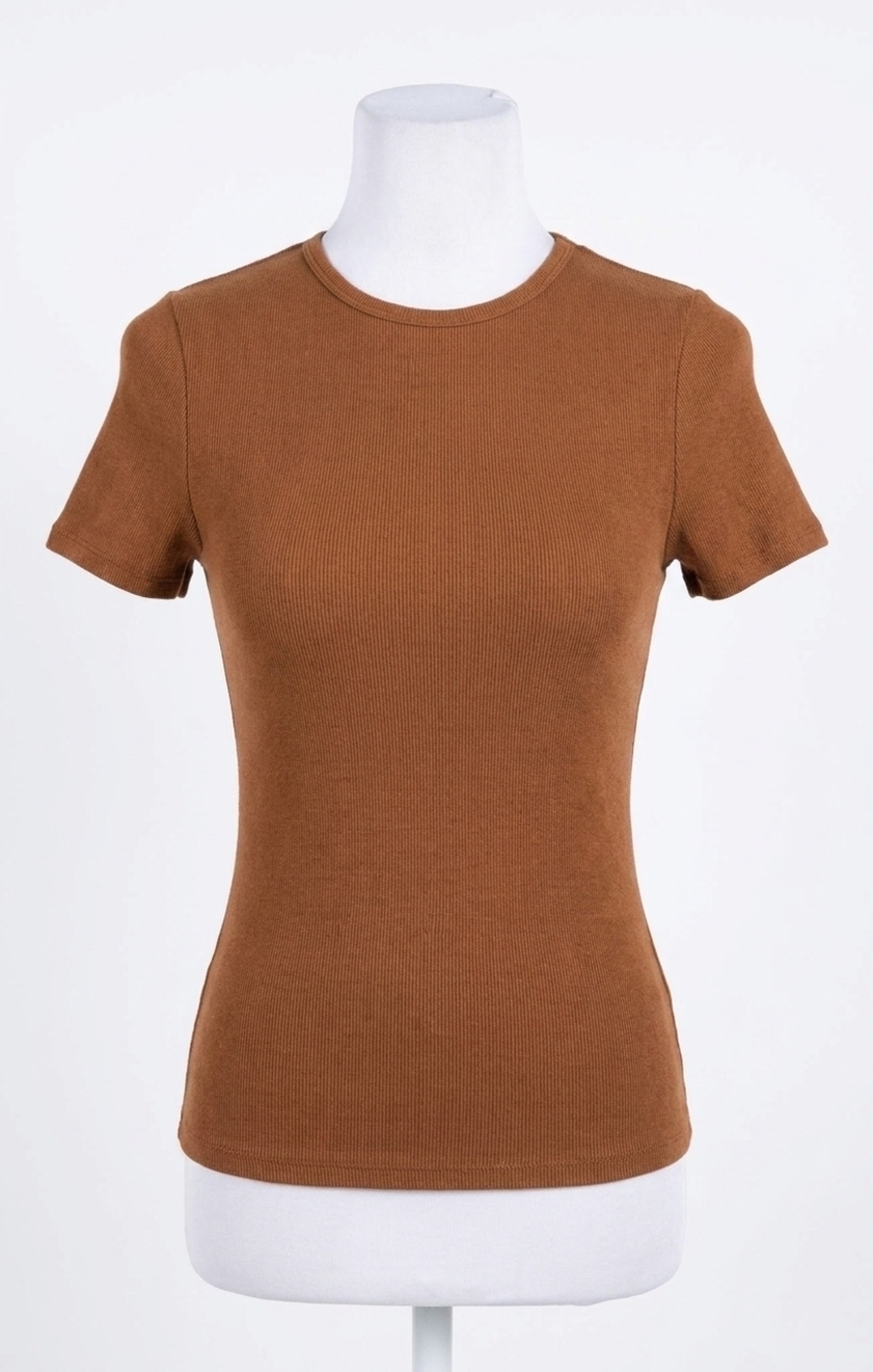 NEW SADIE & SAGE marshmallow fitted crop tee in brown